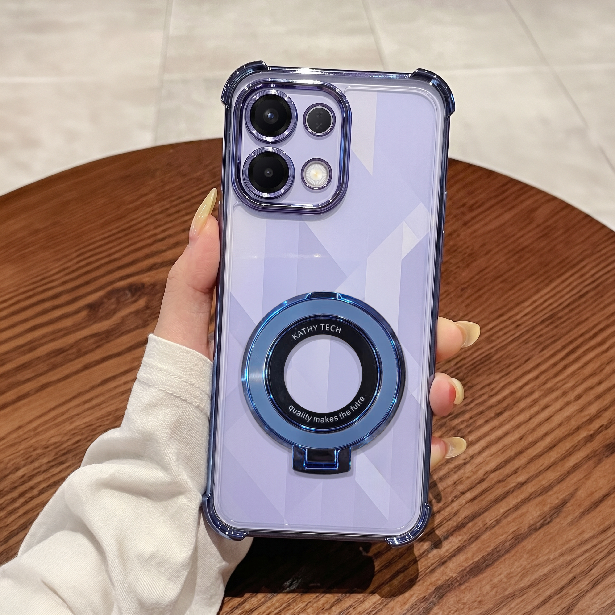 Oppo K13 5G Original Luxury Magnifier Ring Stand Shockproof Airbags Corner Case