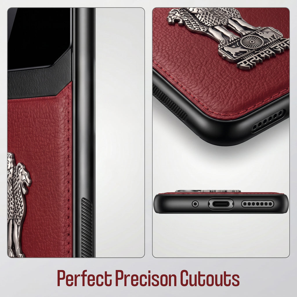 Oppo Reno 14 5G Satyamev Jayate 3D Metal Leather Back Case