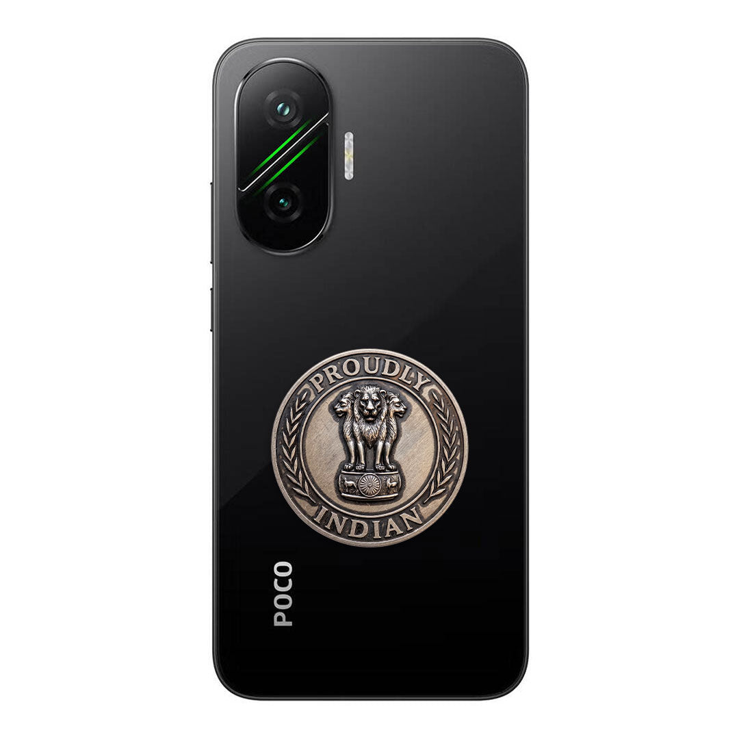 POCO F7 5G Compatible Satyamev Jayate 3D Metal Emblem Sticker
