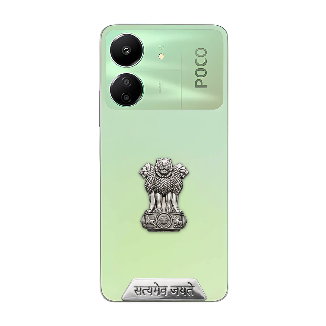 POCO C65 5G Compatible Satyamev Jayate 3D Metal Emblem Sticker