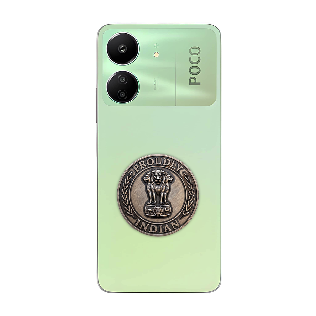 POCO C65 5G Compatible Satyamev Jayate 3D Metal Emblem Sticker