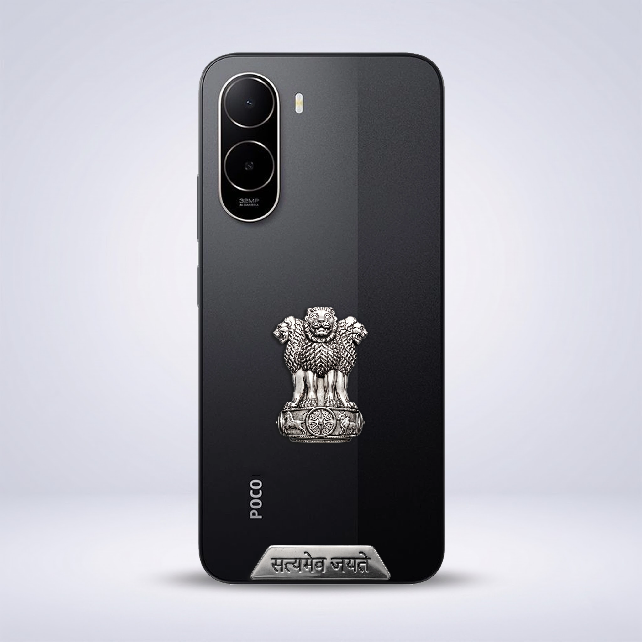 POCO C81 5G Compatible Satyamev Jayate 3D Metal Emblem Sticker