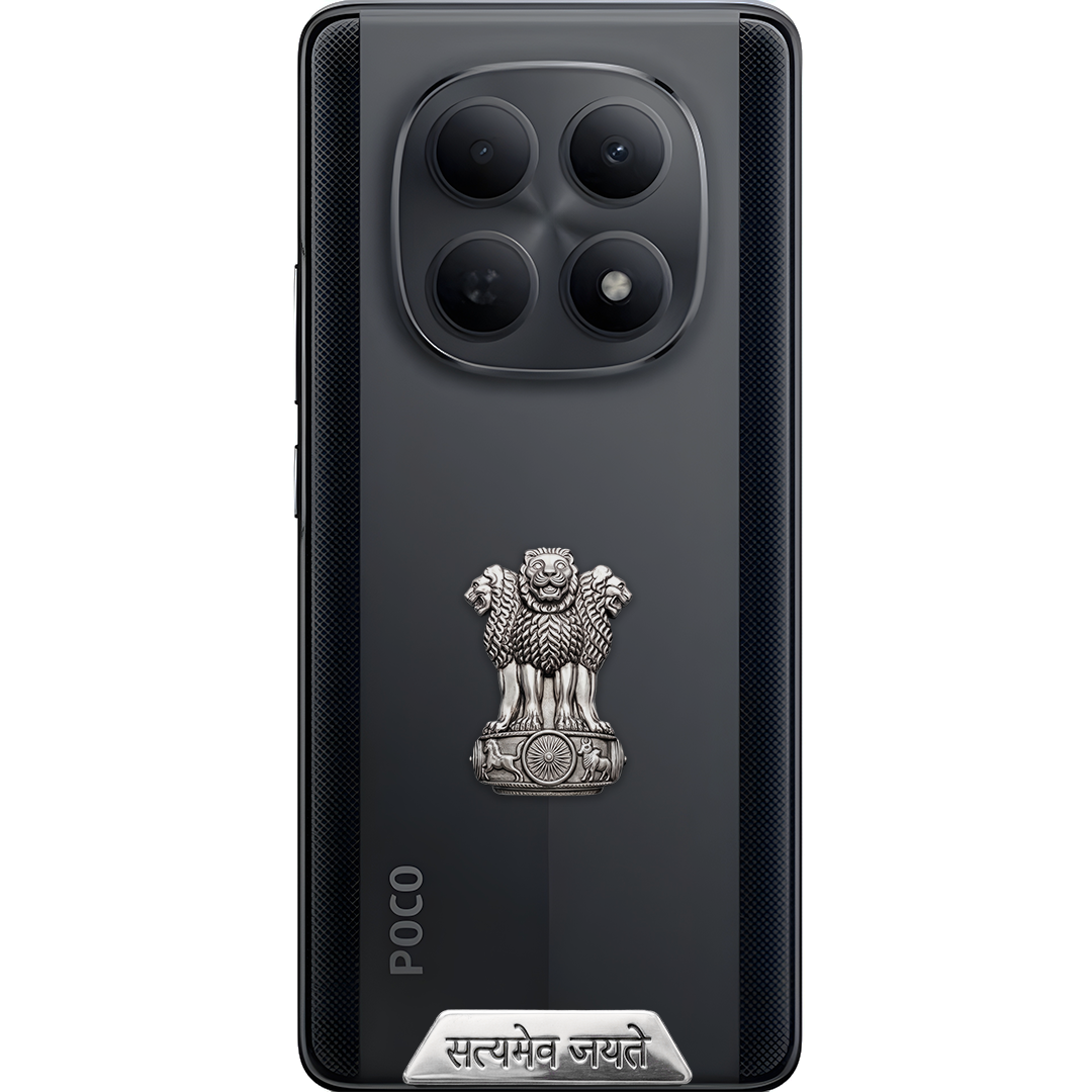 Poco M8 5G Compatible Satyamev Jayate 3D Metal Emblem Sticker