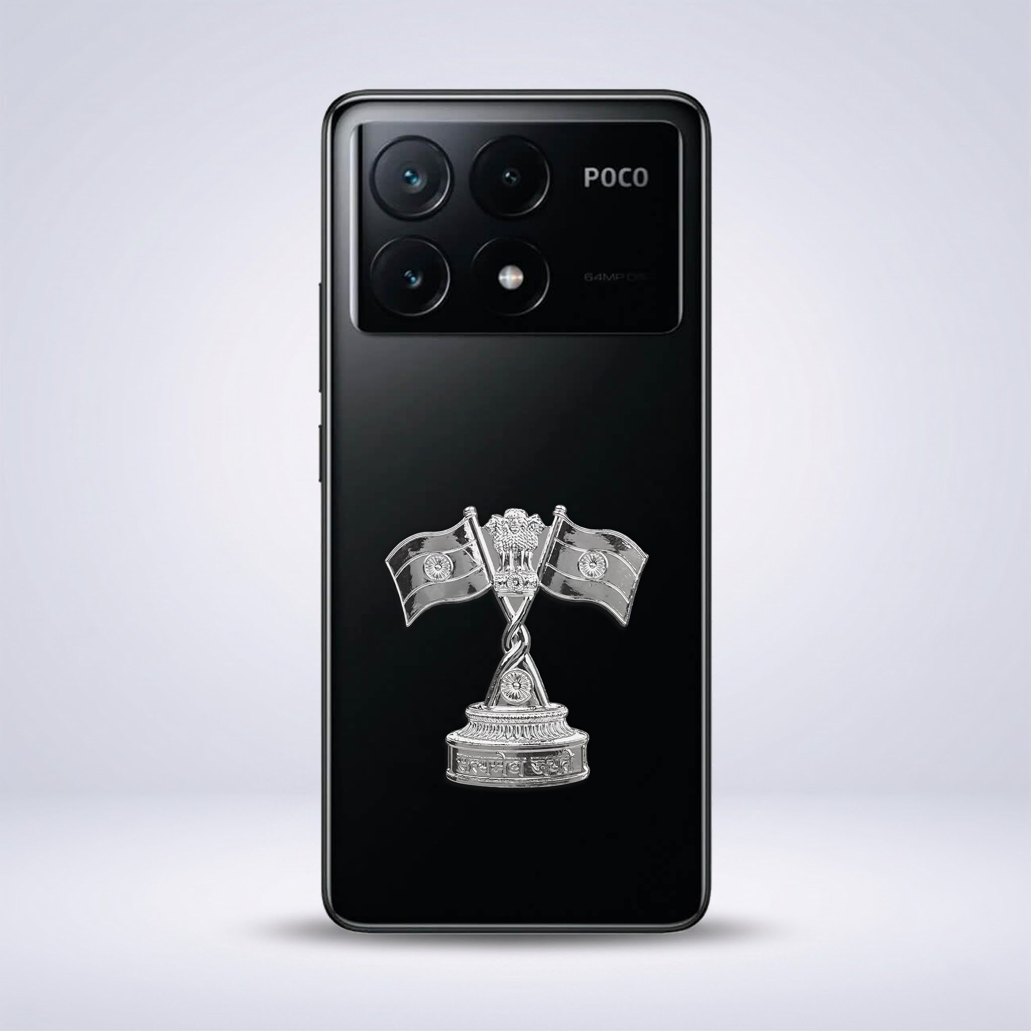 POCO X6 Pro 5G Compatible Satyamev Jayate 3D Metal Emblem Sticker