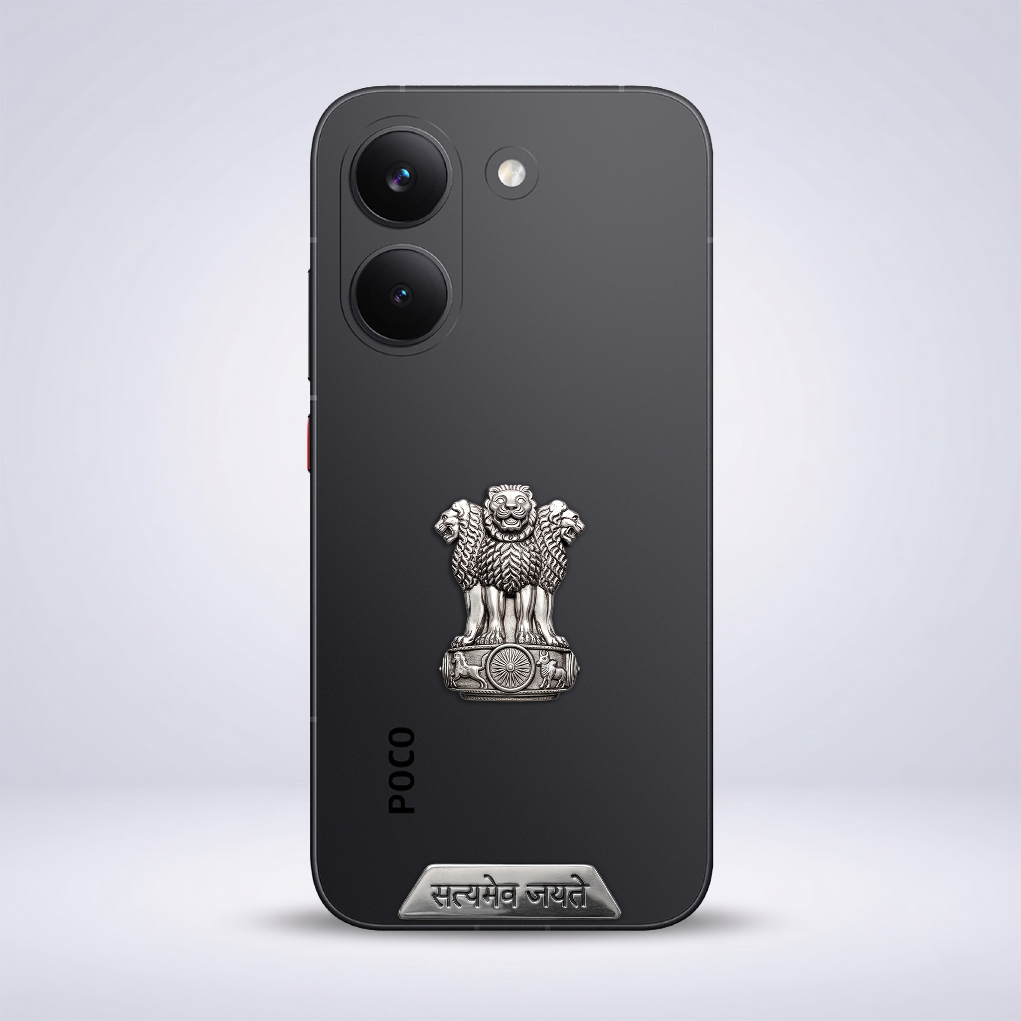 POCO X8 Pro 5G Compatible Satyamev Jayate 3D Metal Emblem Sticker