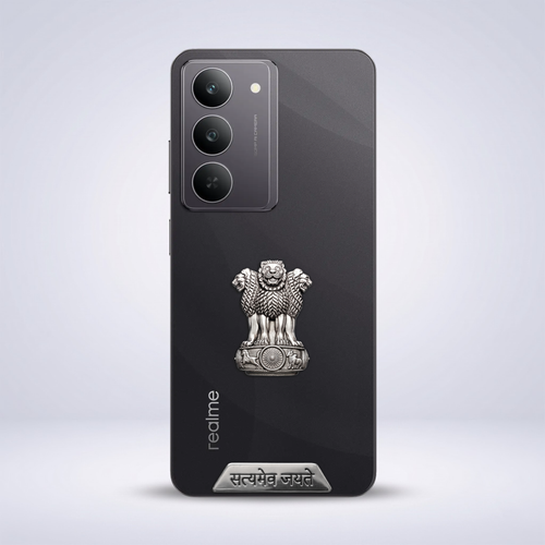Realme 14X 5G Compatible Satyamev Jayate 3D Metal Emblem Sticker