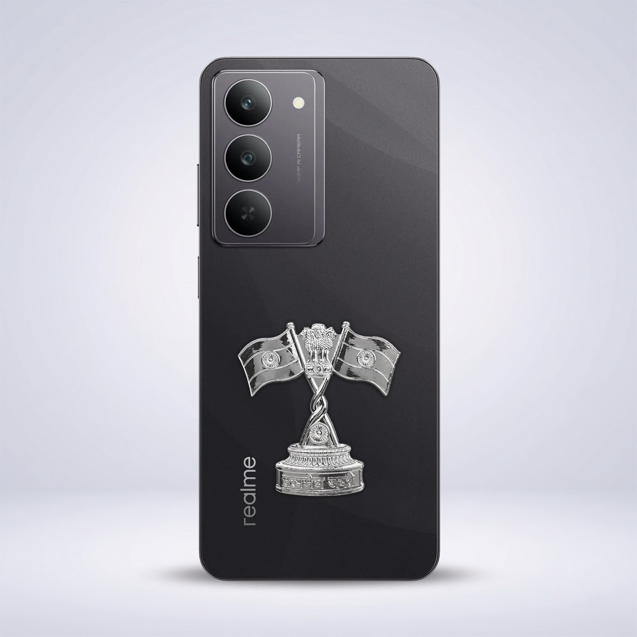 Realme 14X 5G Compatible Satyamev Jayate 3D Metal Emblem Sticker