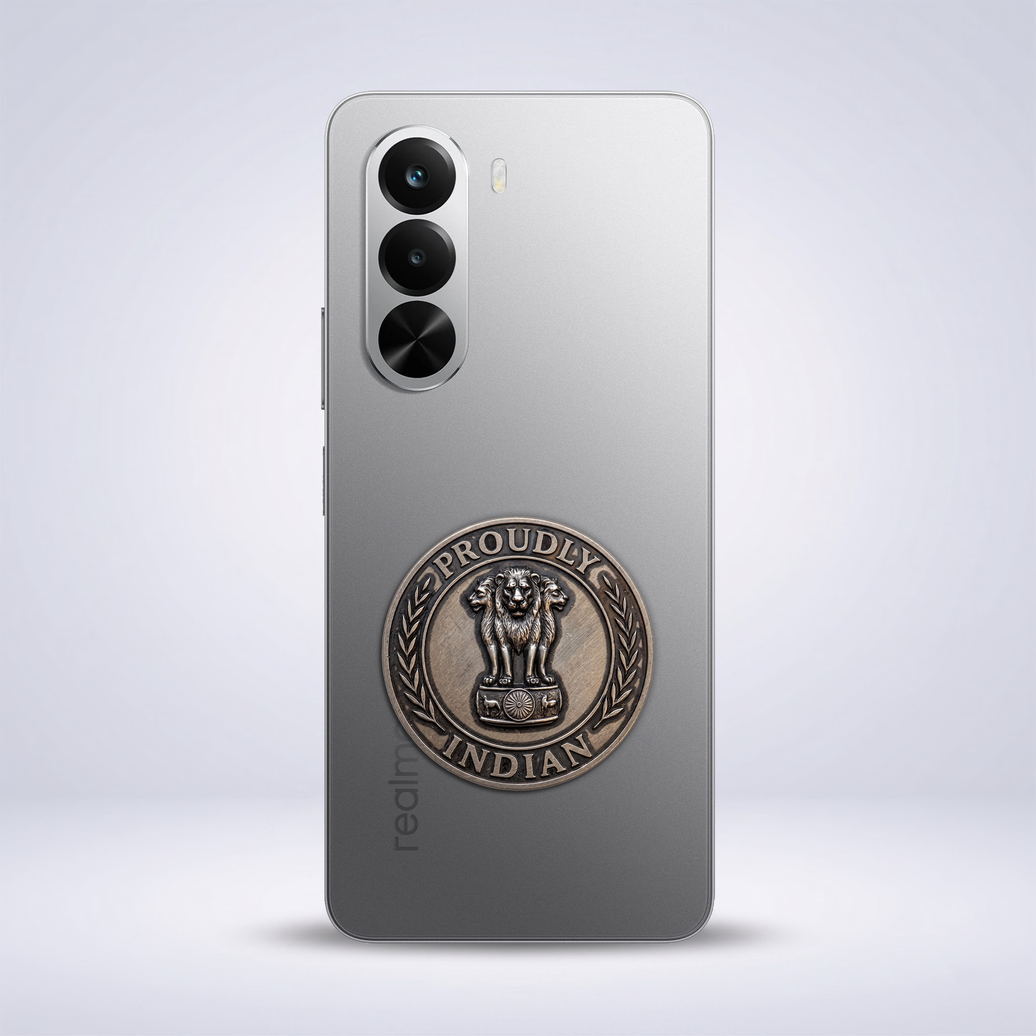 Realme P4X 5G Compatible Satyamev Jayate 3D Metal Emblem Sticker