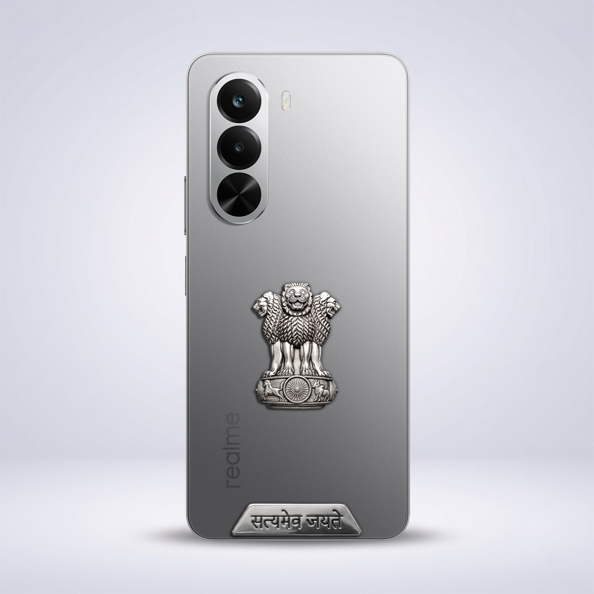 Realme P4X 5G Compatible Satyamev Jayate 3D Metal Emblem Sticker