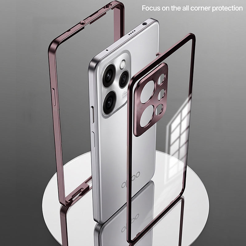 Oppo Reno 15 Pro Mini 5G Aluminium Metal Bumper Shield Transparent Back Case