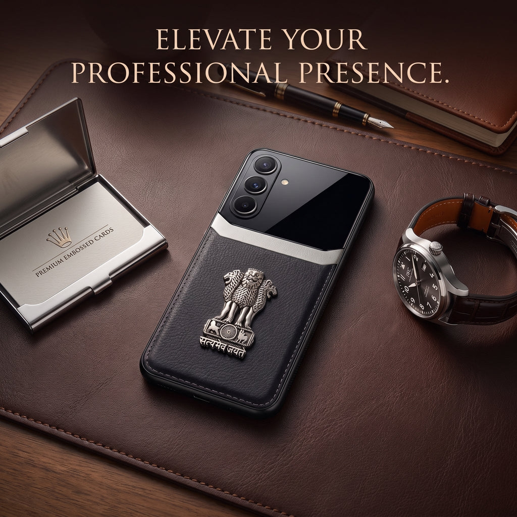 Samsung Galaxy A56 5G Satyamev Jayate 3D Metal Leather Back Case