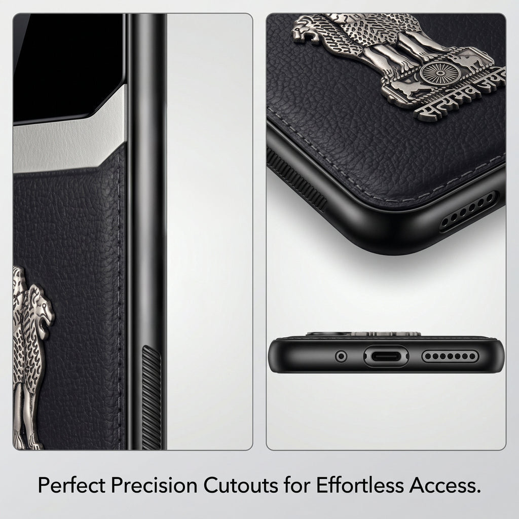 Samsung Galaxy A36 5G Satyamev Jayate 3D Metal Leather Back Case