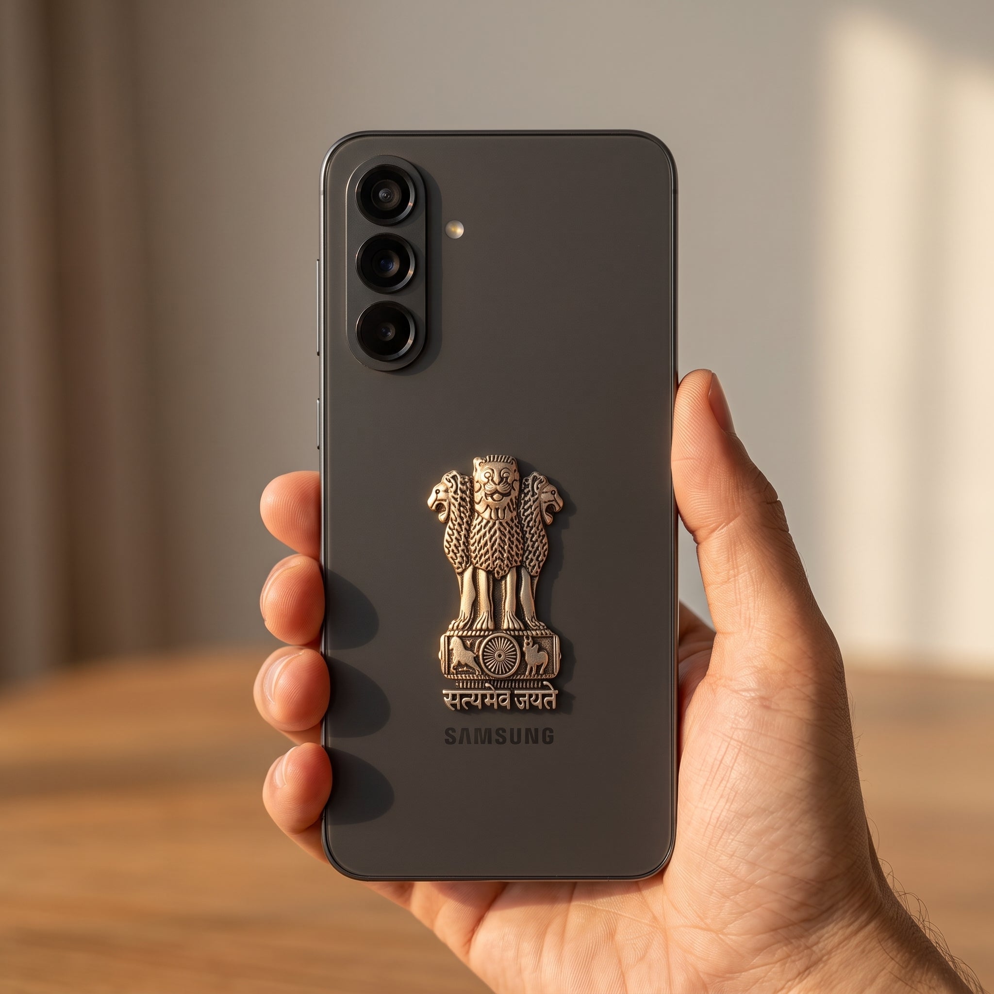 Samsung Galaxy A36 5G Compatible Satyamev Jayate 3D Metal Emblem Sticker
