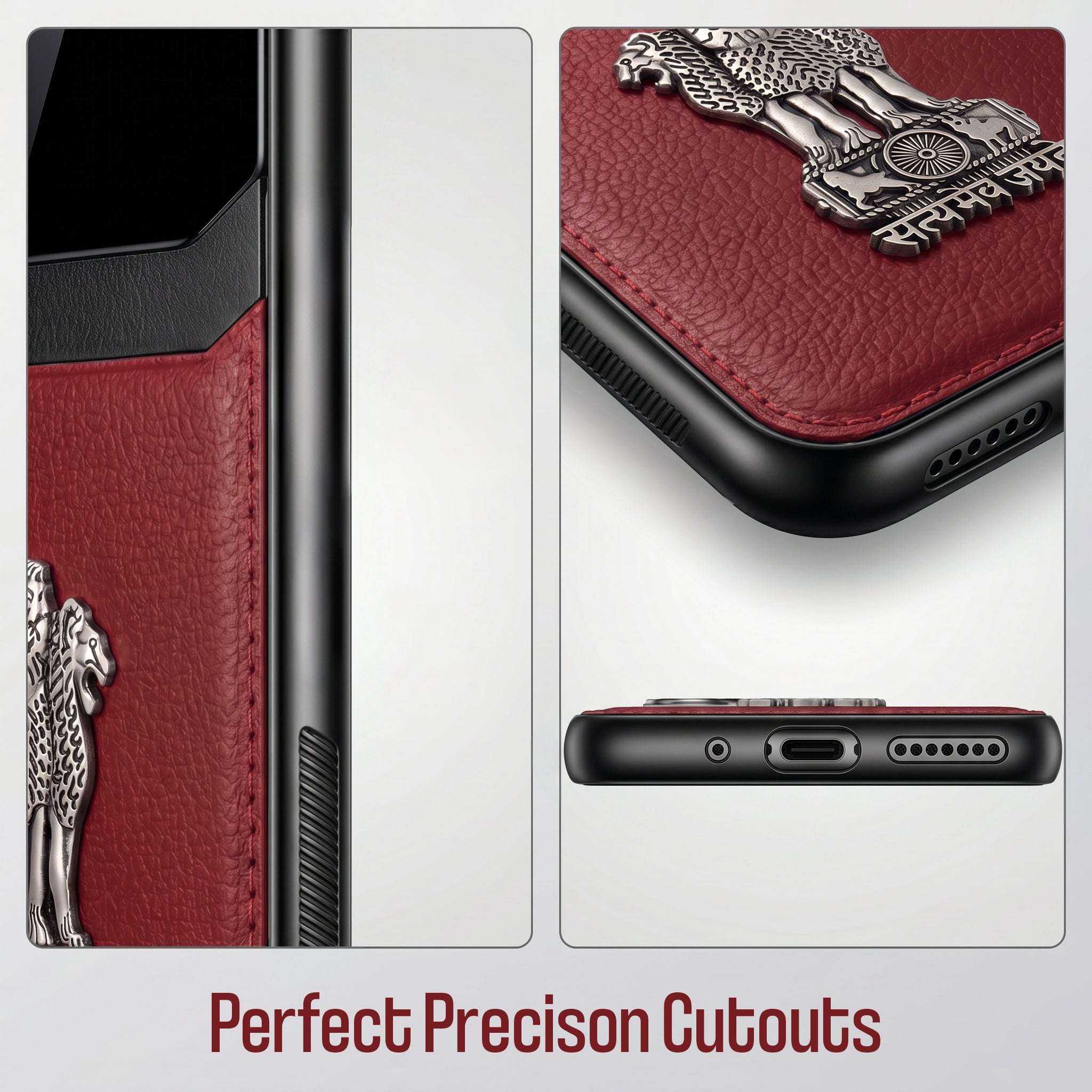 Samsung Galaxy M56 5G Satyamev Jayate 3D Metal Leather Back Case