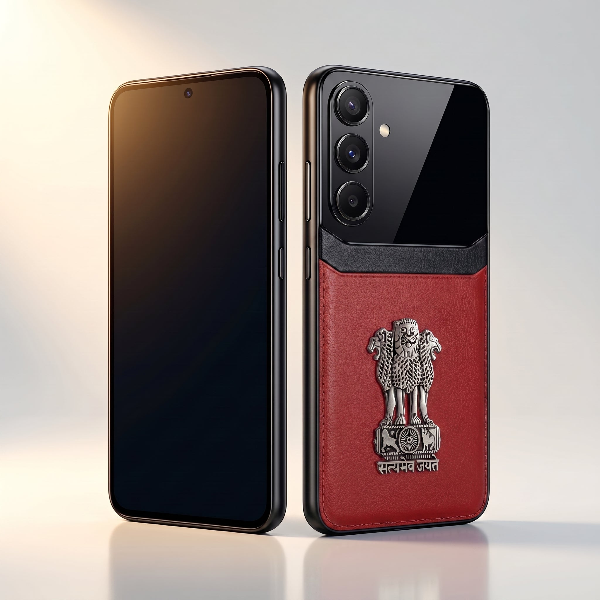 Samsung Galaxy A36 5G Satyamev Jayate 3D Metal Leather Back Case