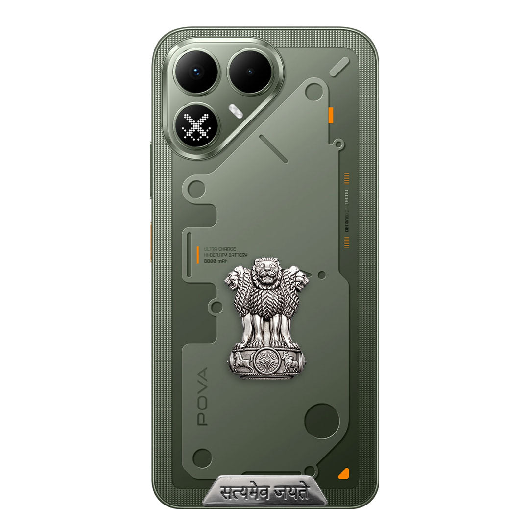Tecno Pova 8 5G Compatible Satyamev Jayate 3D Metal Emblem Sticker