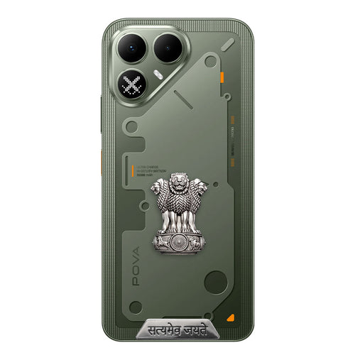 Tecno Pova 8 5G Compatible Satyamev Jayate 3D Metal Emblem Sticker