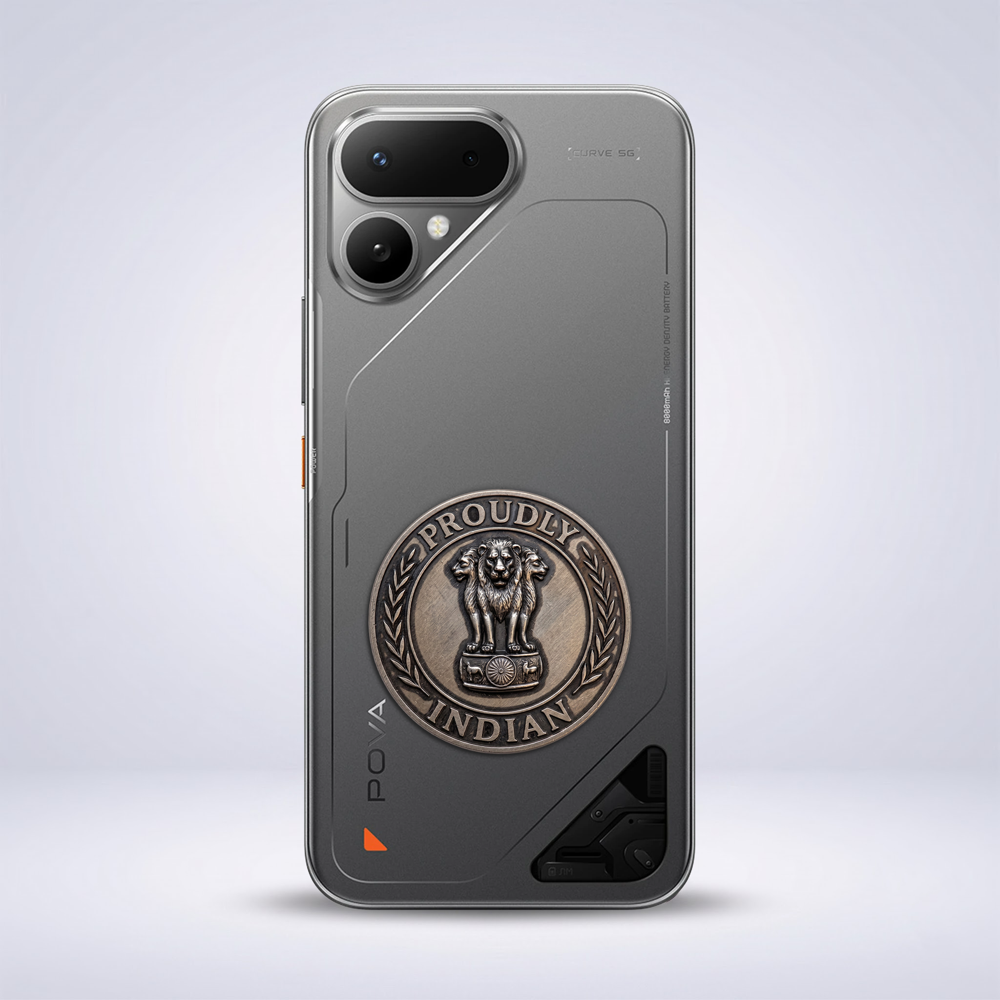 Tecno Pova Curve 2 5G Compatible Satyamev Jayate 3D Metal Emblem Sticker