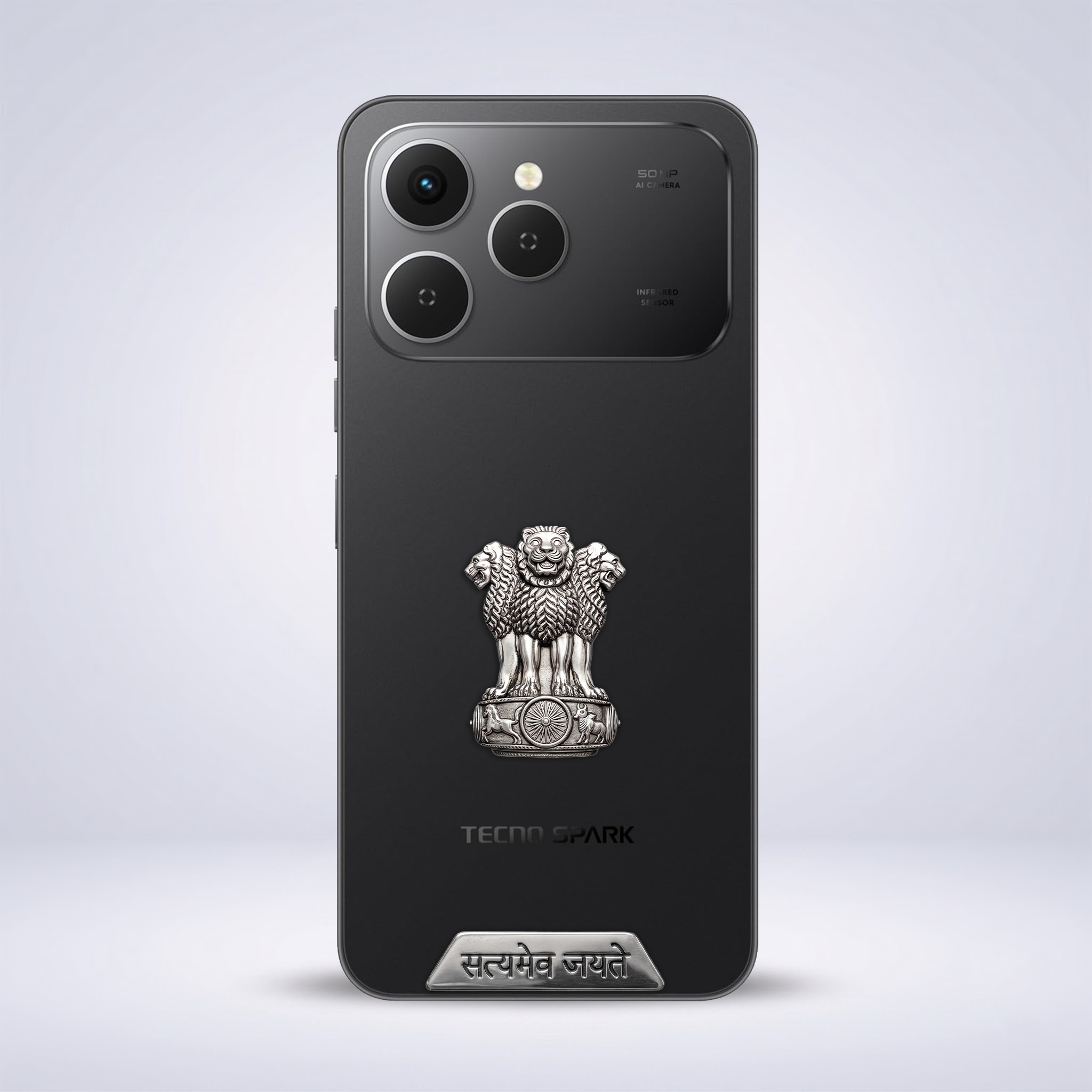 Tecno Spark 40 5G Compatible Satyamev Jayate 3D Metal Emblem Sticker