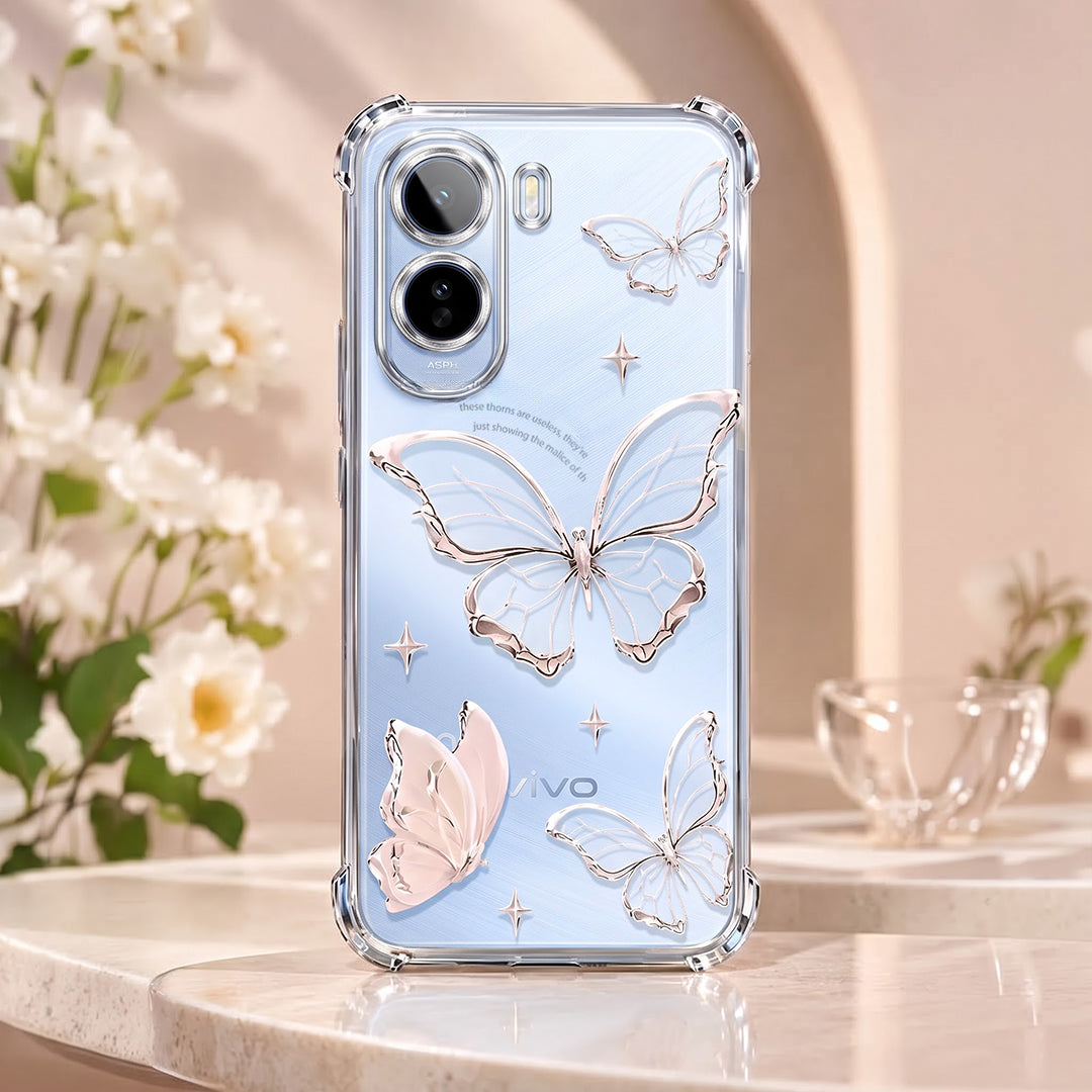 Vivo T4 5G Transparent Butterfly Anti-Yellow Airbag Cover