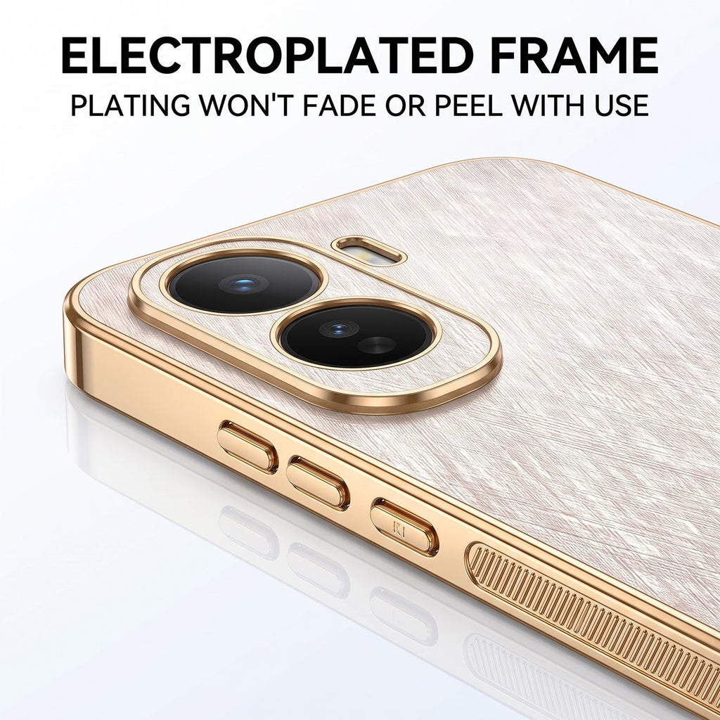 Vivo T5 Pro 5G Premium Electroplated Frame Gold Thread Pattern Soft Case