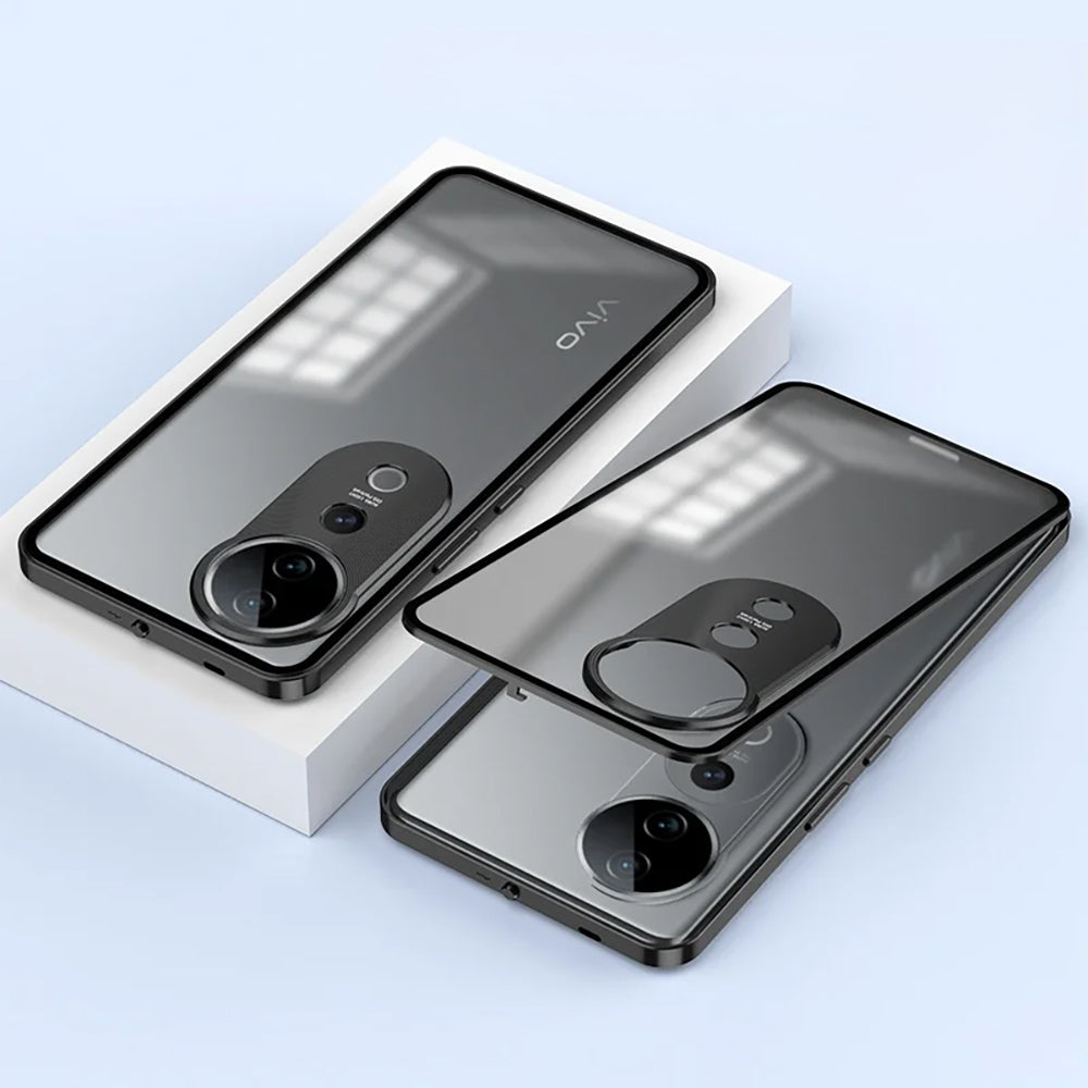 Vivo V40 Pro 5G Aluminium Metal Bumper Shield Transparent Back Case