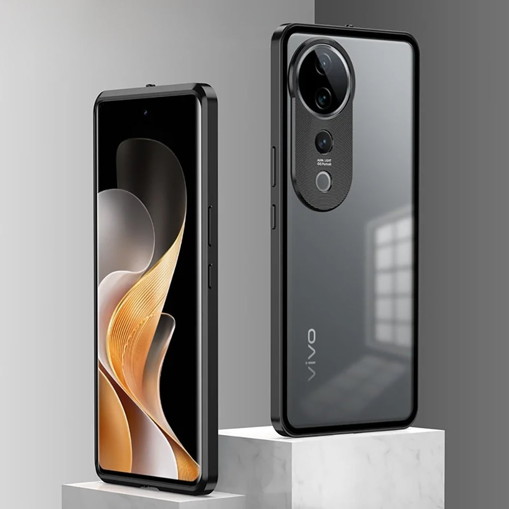 Vivo V40 Pro 5G Aluminium Metal Bumper Shield Transparent Back Case
