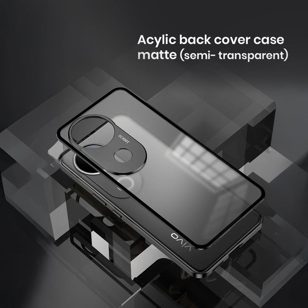 Vivo V50 5G Aluminium Metal Bumper Shield Transparent Back Case