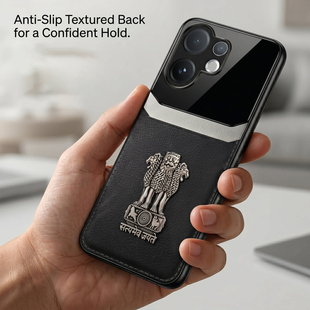 Vivo V60 5G Satyamev Jayate 3D Metal Leather Back Case