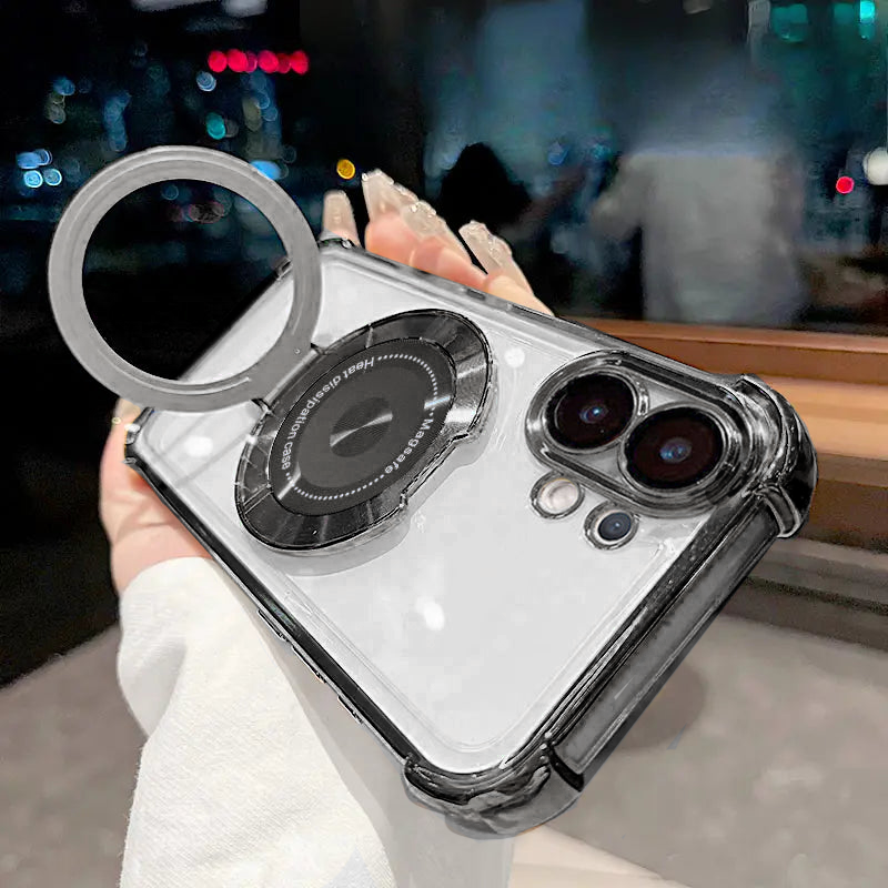 Vivo V60 5G Luxury Four Corner Invincible Bracket Ring Stand Case