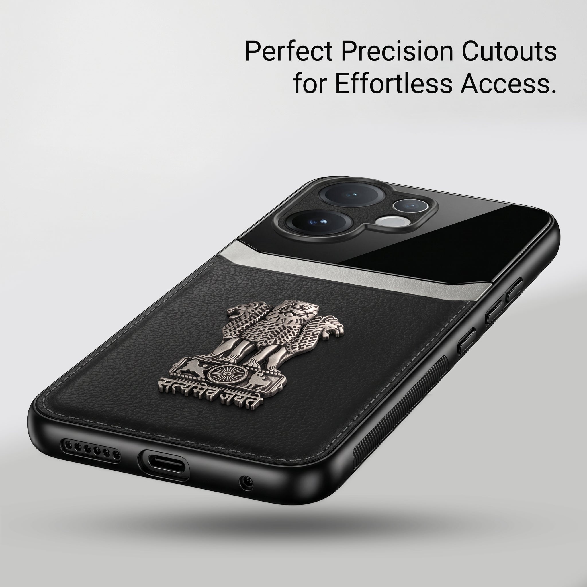 Vivo V60 5G Satyamev Jayate 3D Metal Leather Back Case