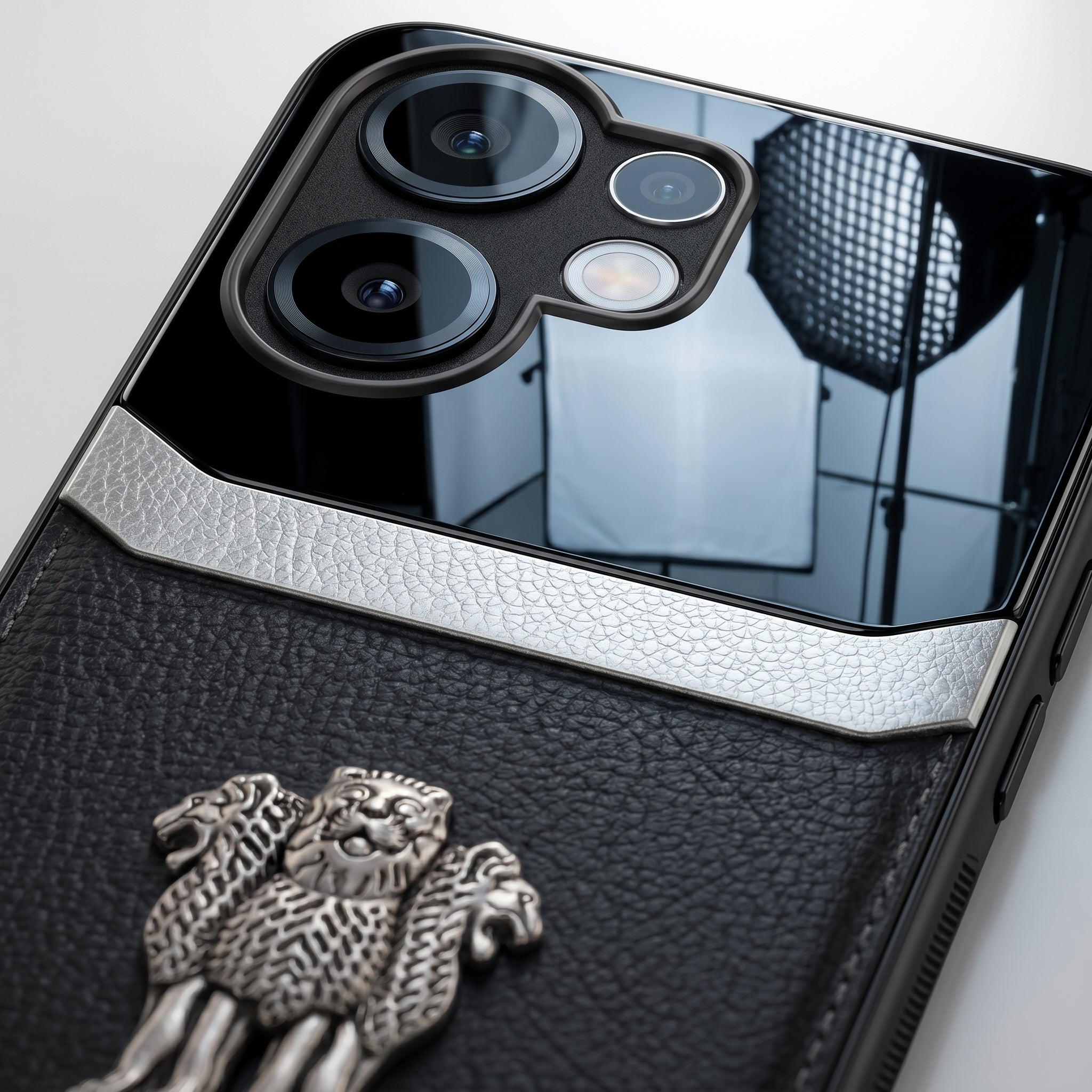 Vivo V60 5G Satyamev Jayate 3D Metal Leather Back Case