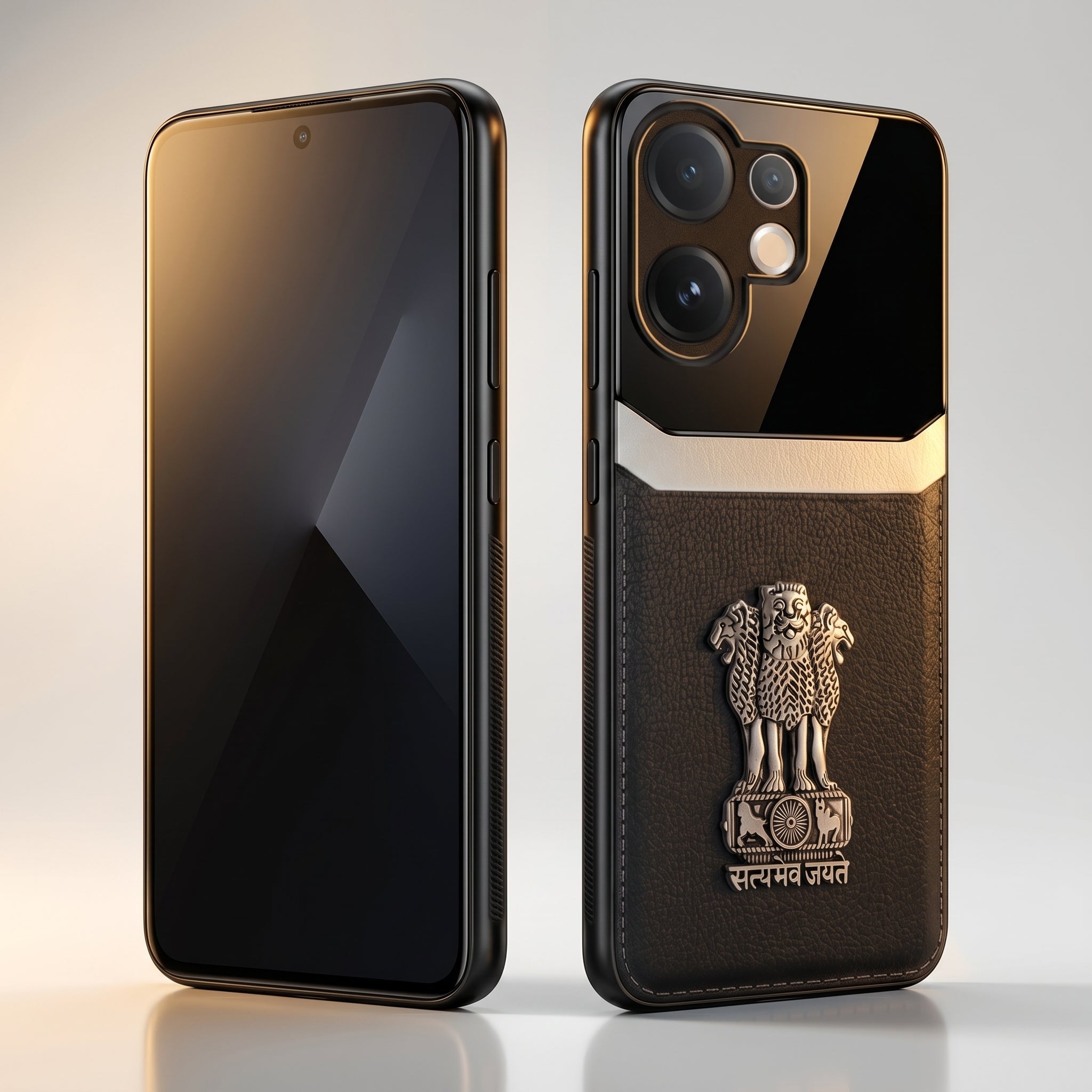 Vivo V60 5G Satyamev Jayate 3D Metal Leather Back Case