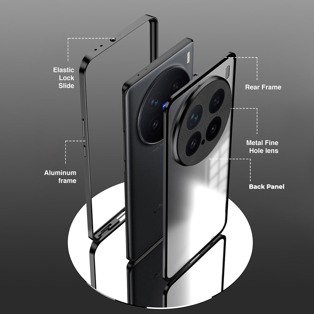 Vivo X200 Pro 5G Aluminium Metal Bumper Shield Transparent Back Case