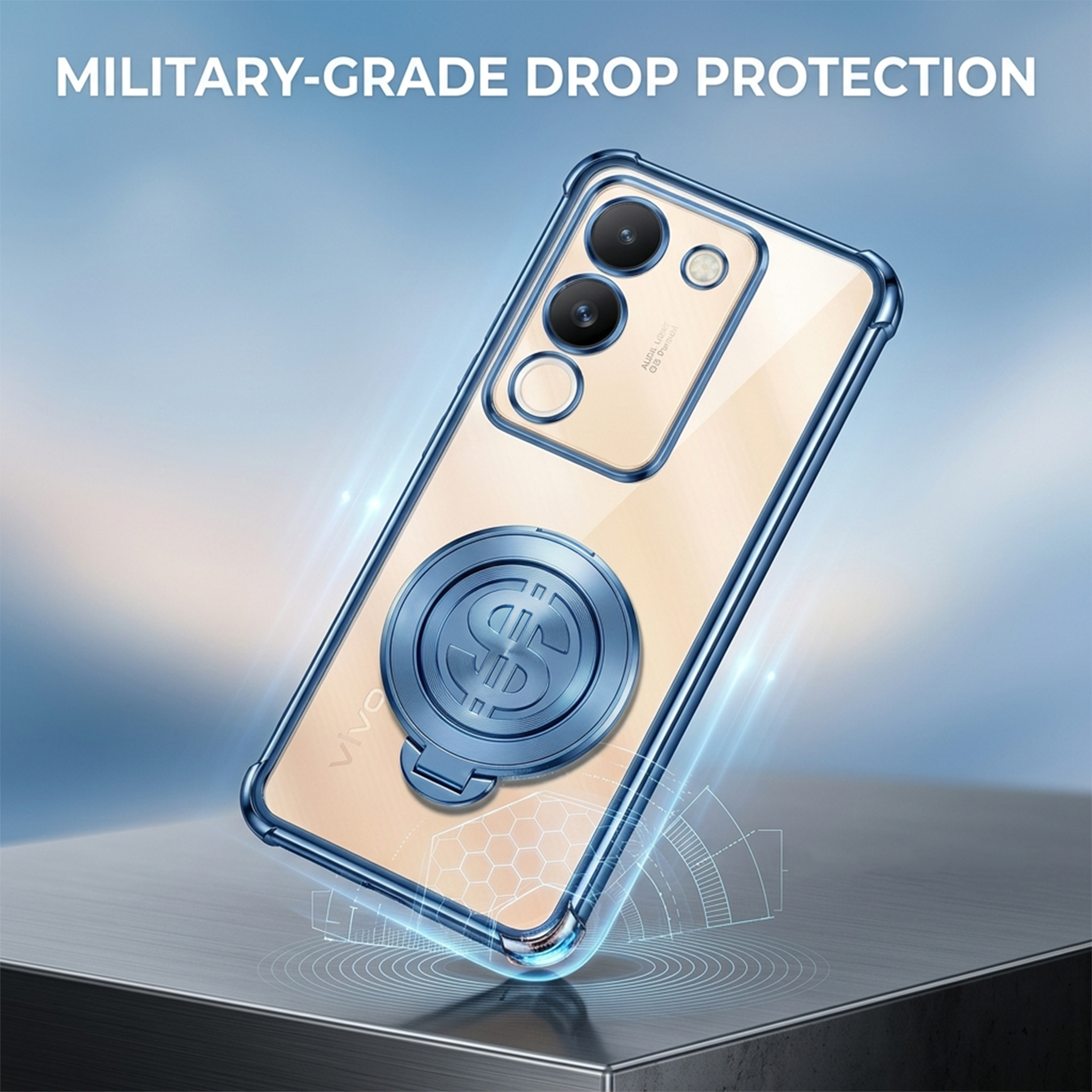 Vivo Y200 5G Four Corner Airbags 100% Original Astro Money Magnet Rotating Dollar Case