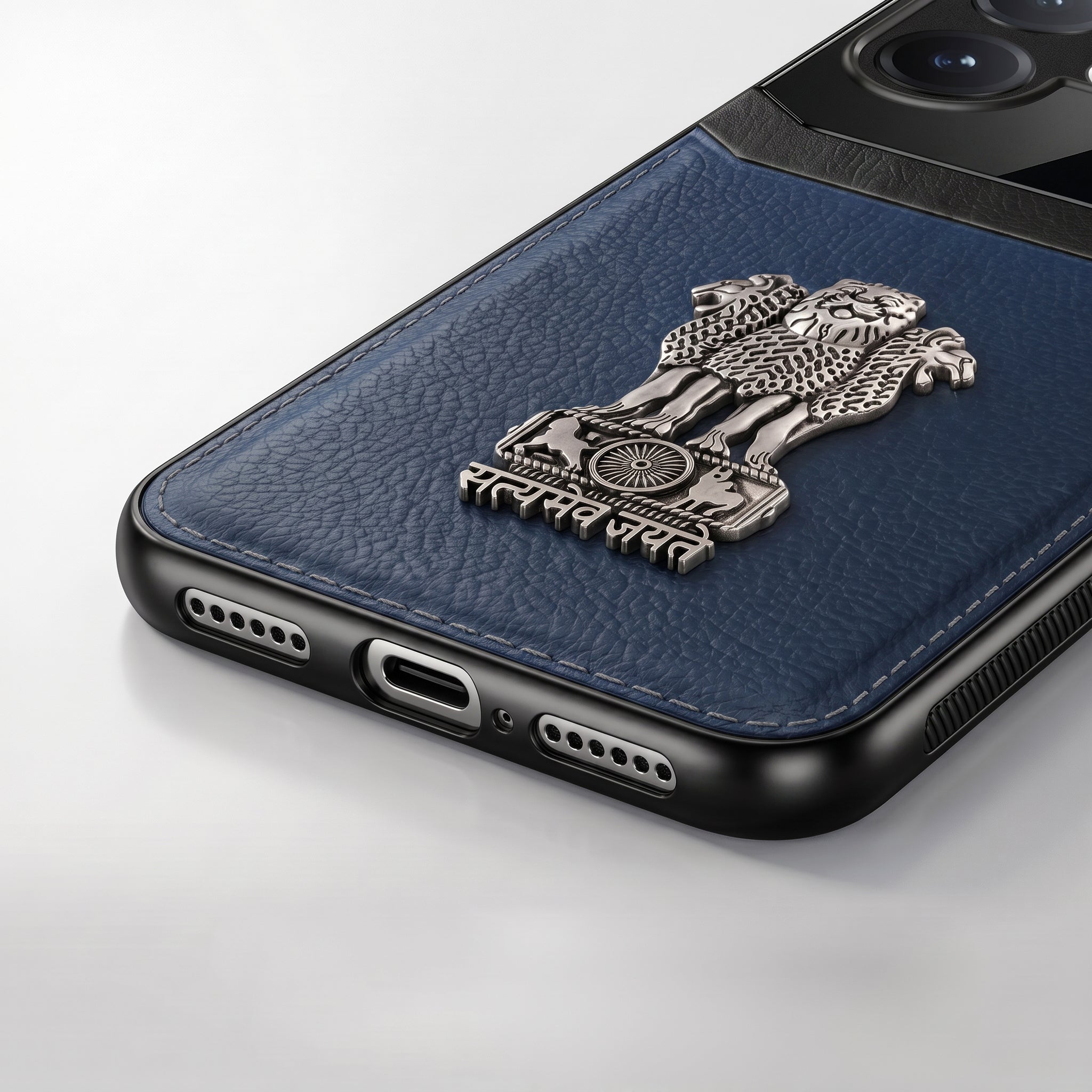 Vivo V60 5G Satyamev Jayate 3D Metal Leather Back Case