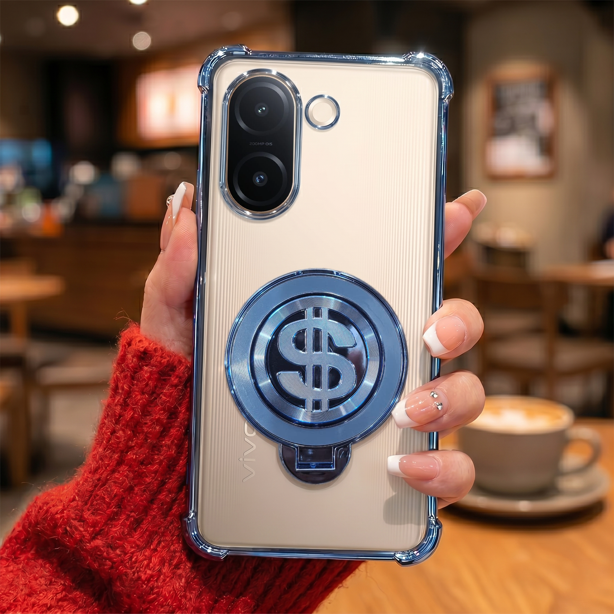 Vivo V60e 5G Four Corner Airbags 100% Original Astro Money Magnet Rotating Dollar Case
