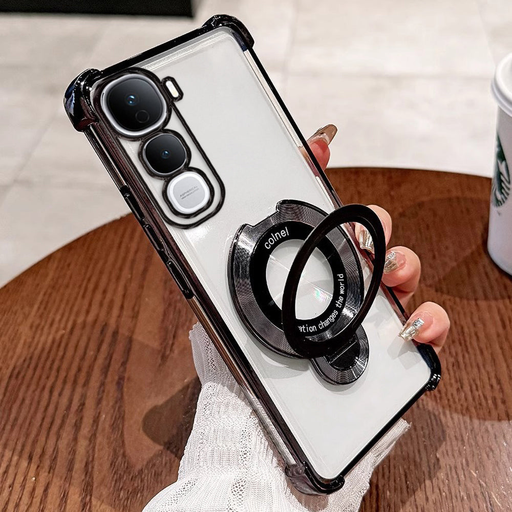 Black Vivo Y400 Pro 5G magnetic stand case