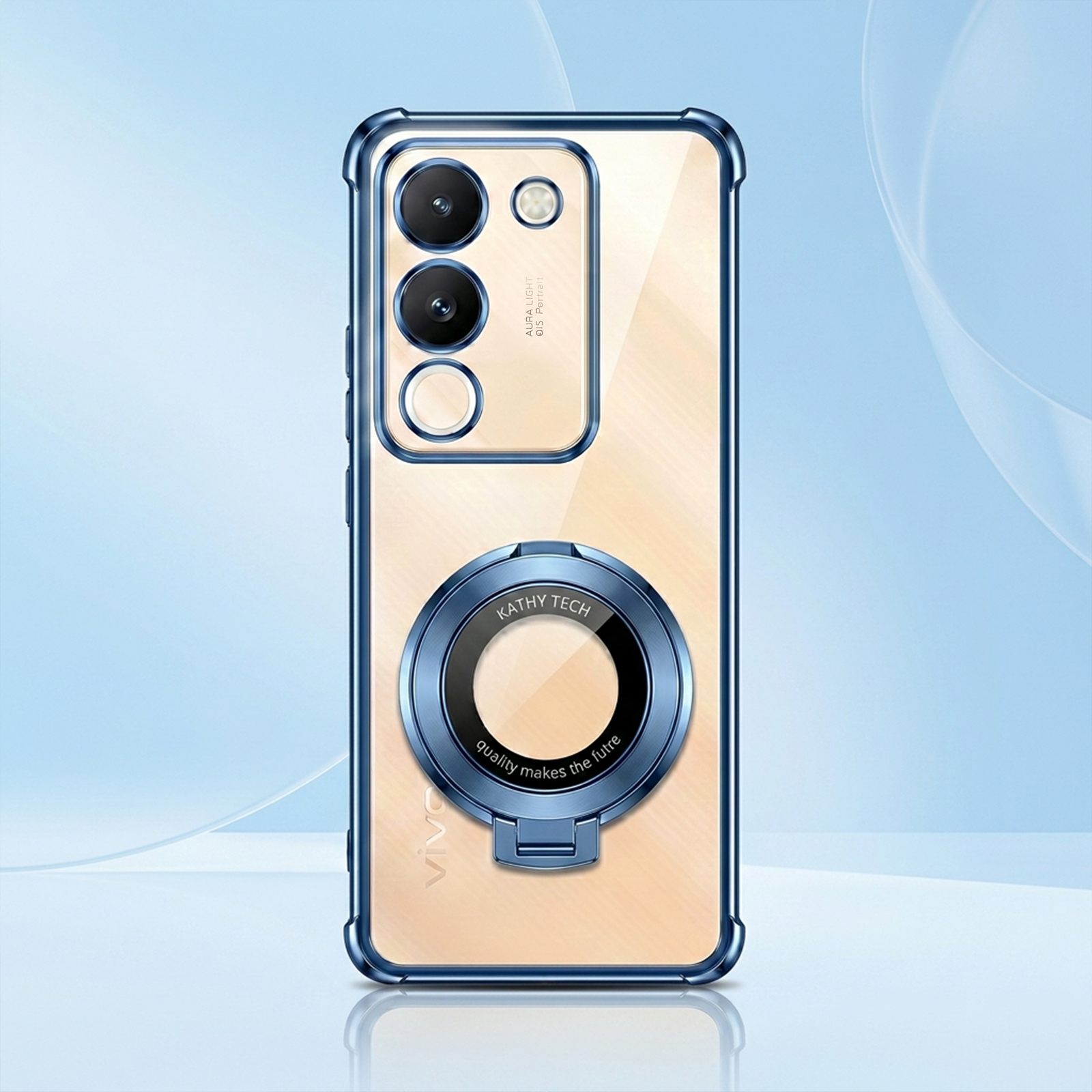 Vivo Y200 5G Original Luxury Magnifier Ring Stand Shockproof Airbags Corner Case