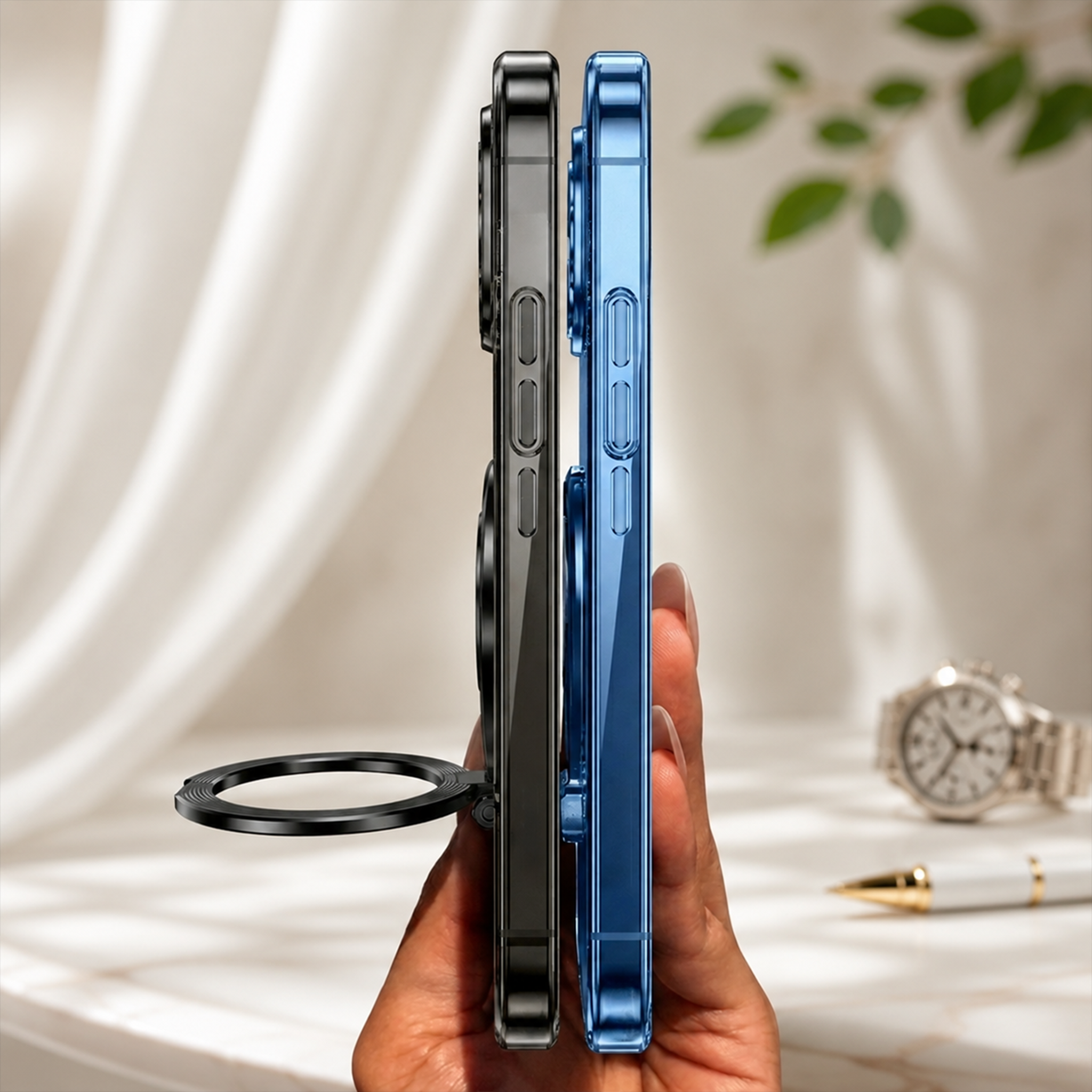 Vivo Y200 5G Original Luxury Magnifier Ring Stand Shockproof Airbags Corner Case