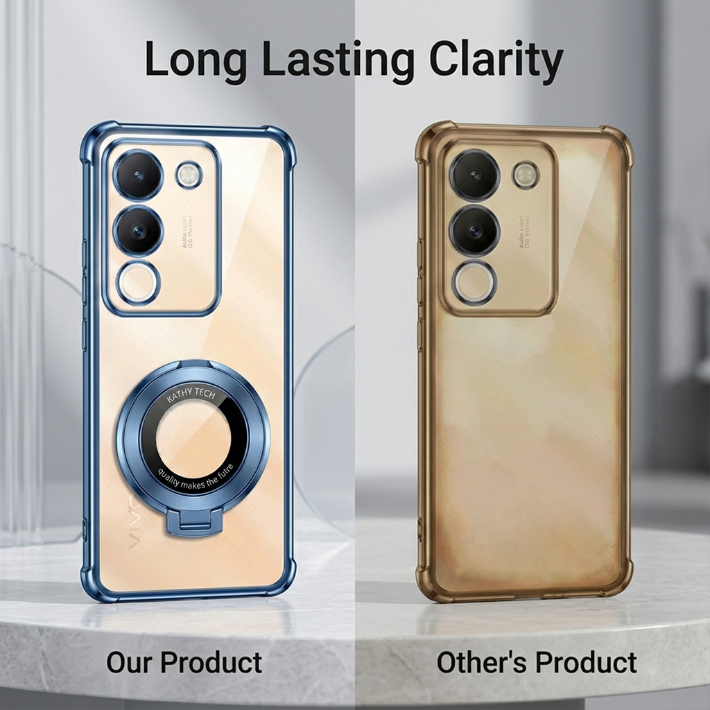 Vivo Y200 5G Original Luxury Magnifier Ring Stand Shockproof Airbags Corner Case