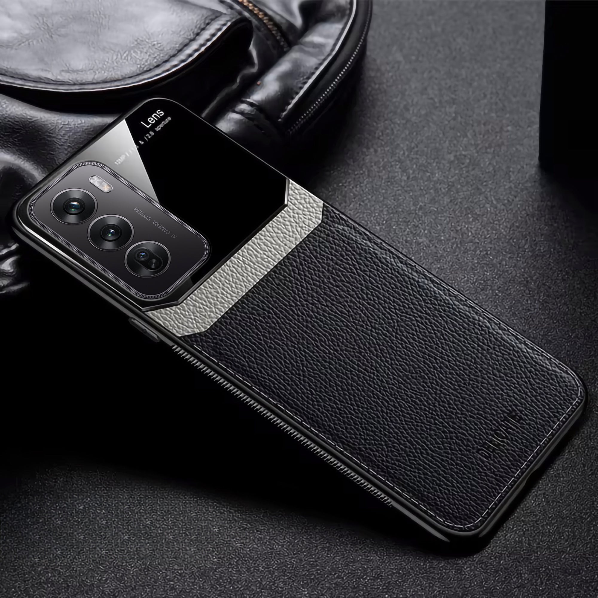 Oppo Reno 12 5G Premium Leather Lens Protective Case