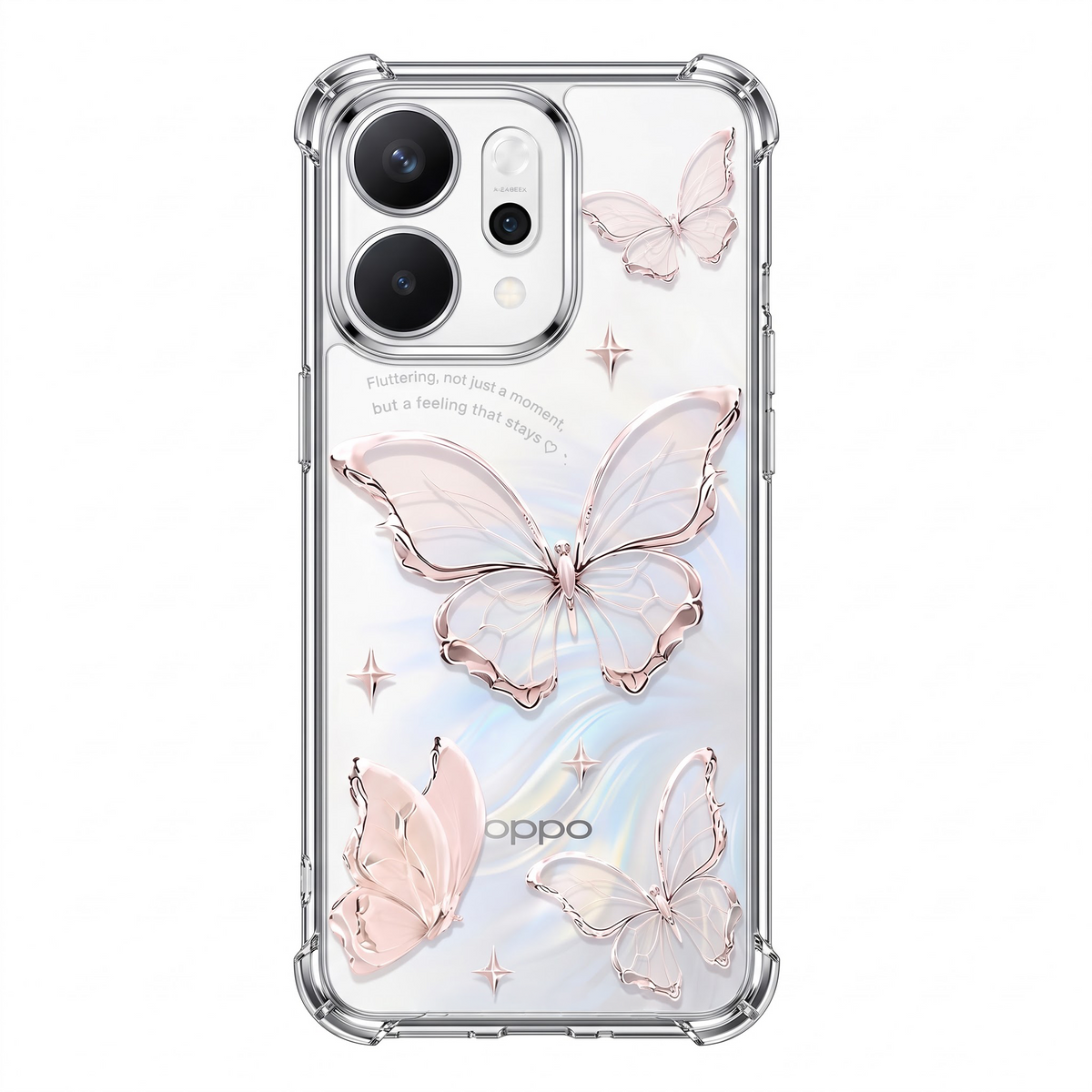 Oppo Reno 14 5G Transparent Butterfly Anti-Yellow Airbag Cover