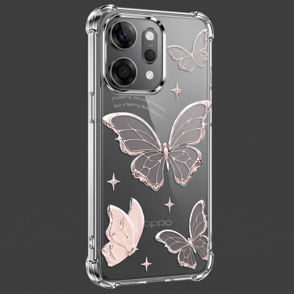Oppo Reno 14 Pro 5G Transparent Butterfly Anti-Yellow Airbag Cover
