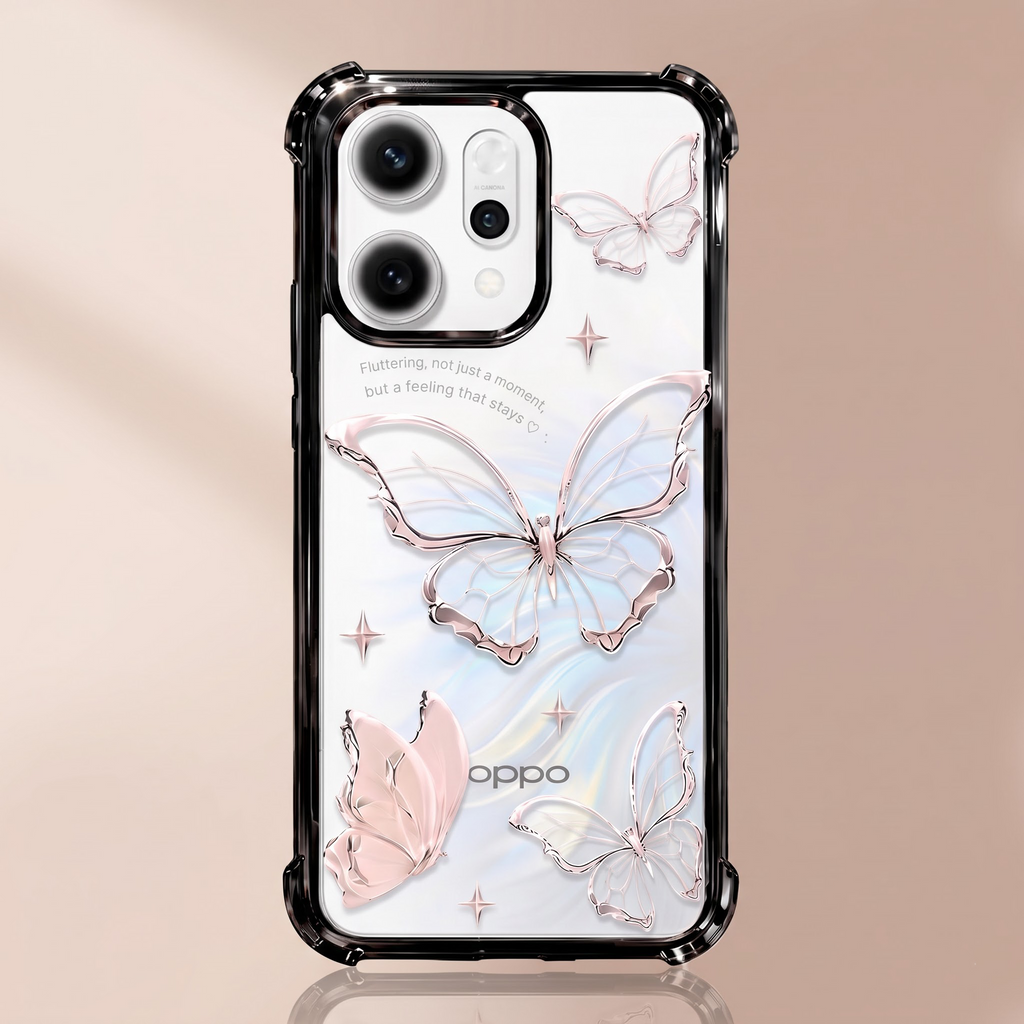 Oppo Reno 14 5G Transparent Butterfly Anti-Yellow Airbag Cover