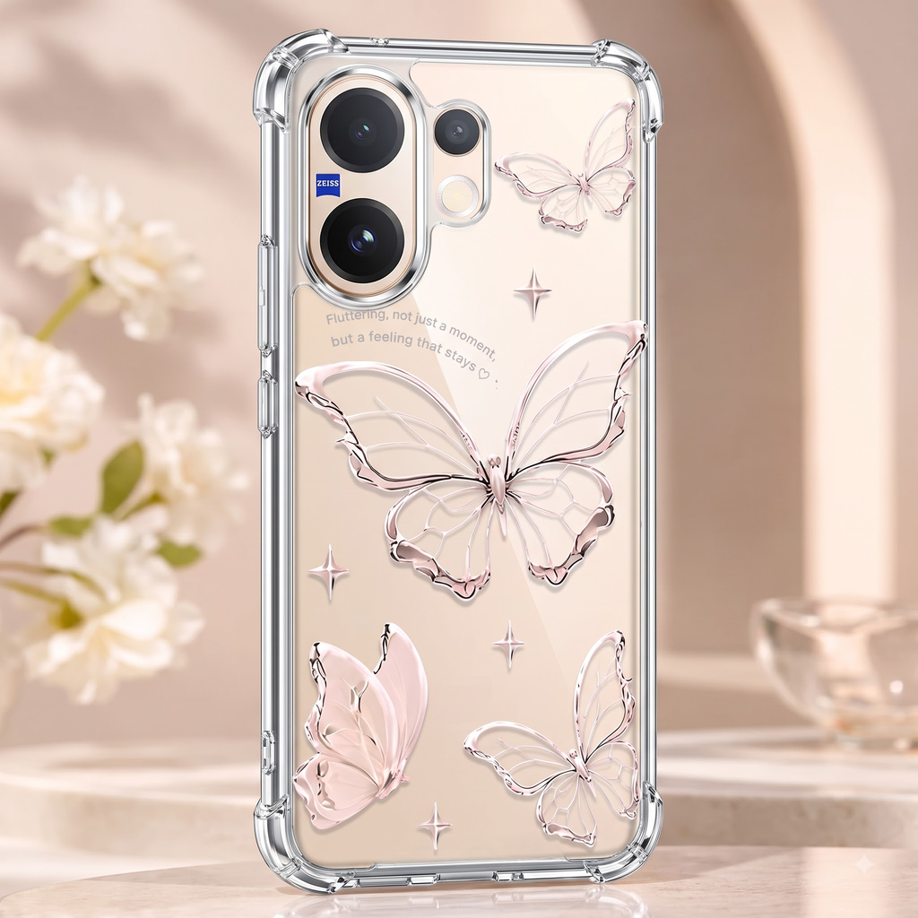 Vivo V60 5G Transparent Butterfly Anti-Yellow Airbag Cover
