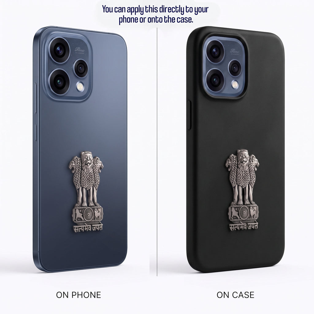 Oppo Reno 15 5G Compatible Satyamev Jayate 3D Metal Emblem Sticker