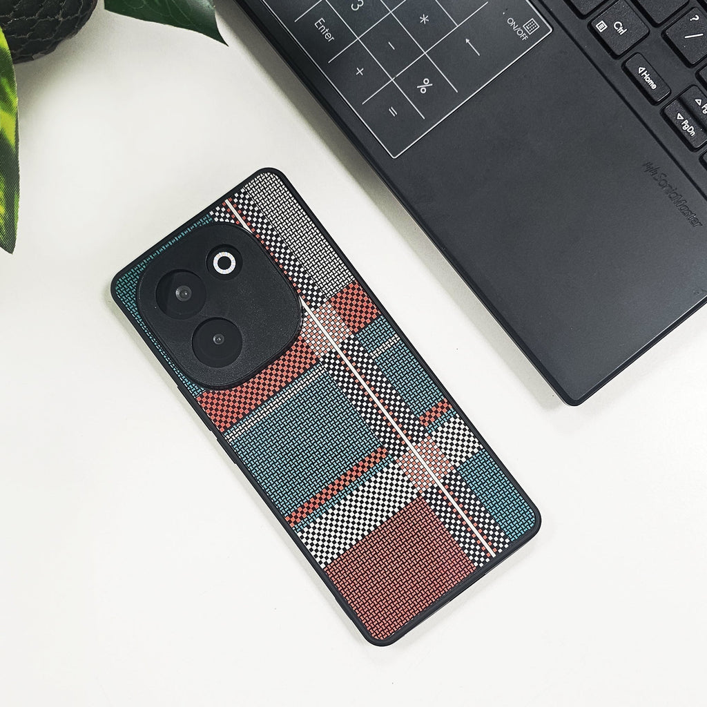 Vivo T3 Pro 5G Luxury Grid Pattern Glass Back Shockproof Case