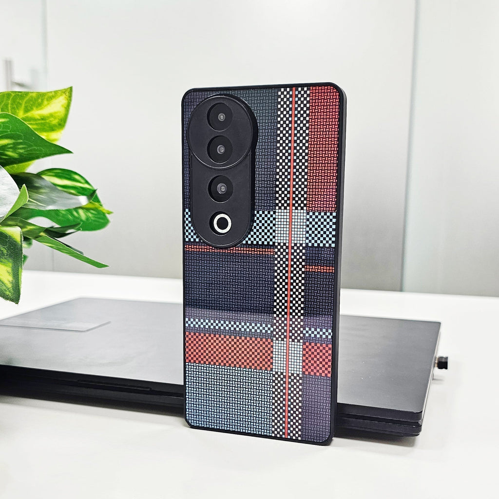Vivo V40 Pro 5G Luxury Grid Pattern Glass Back Shockproof Case