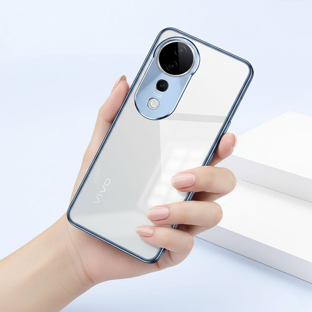 Vivo V40 Pro 5G Aluminium Metal Bumper Shield Transparent Back Case